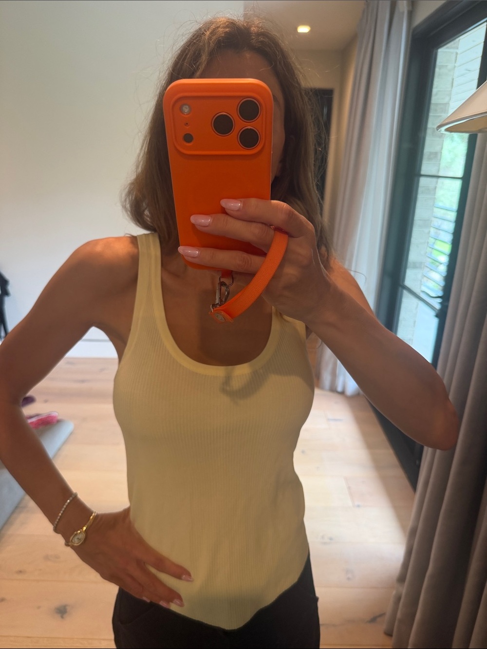 Zara Ribbed Scoop Tank in Light Yellow